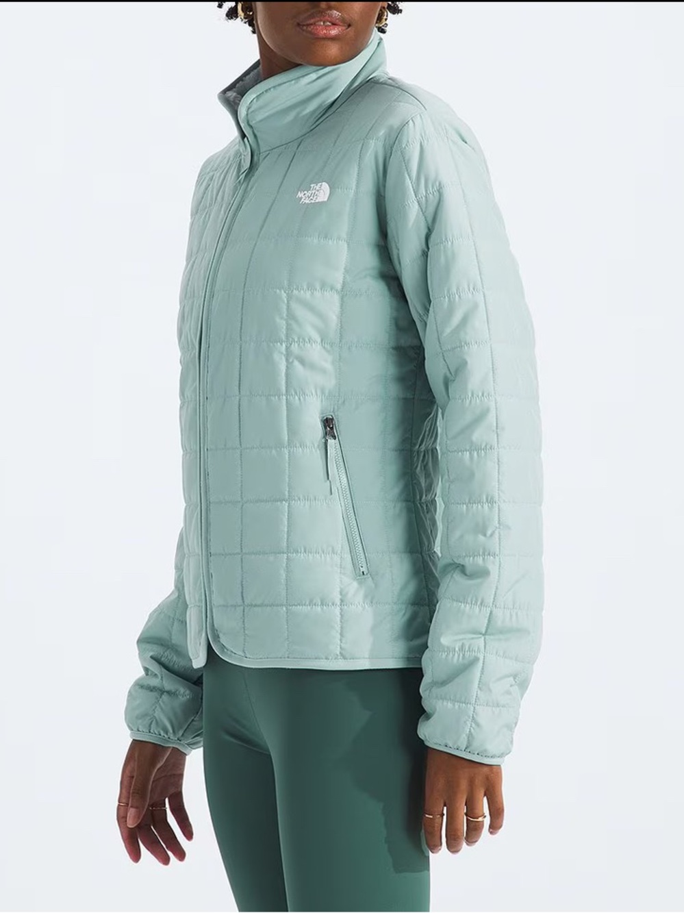 The North Face Light Mint Quilted Puffer Jacket with Sherpa Collar Sz.S New - Picture 11 of 11